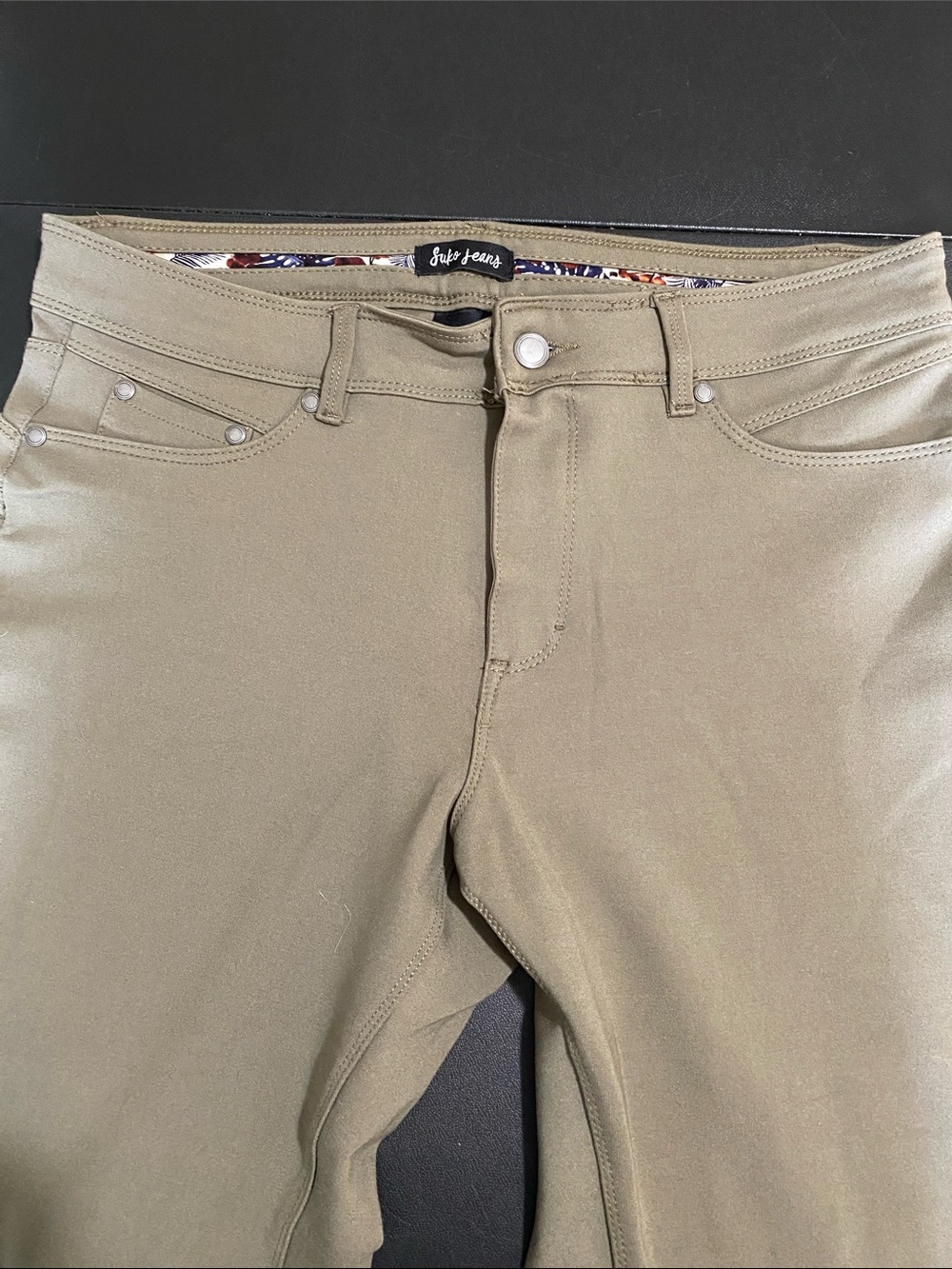 Suko Jeans Olive Cropped Stretch Pants Size 10 Career Casual